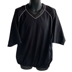 FootJoy Men's Size Large Golf Black Short Sleeve Windbreaker Pullover V Neck